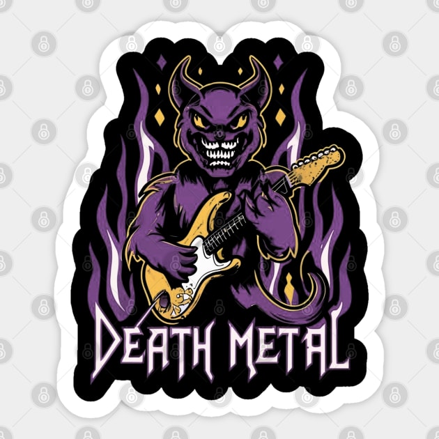 Death Metal Satanic Baphomet Cat Sticker by Aldrvnd
